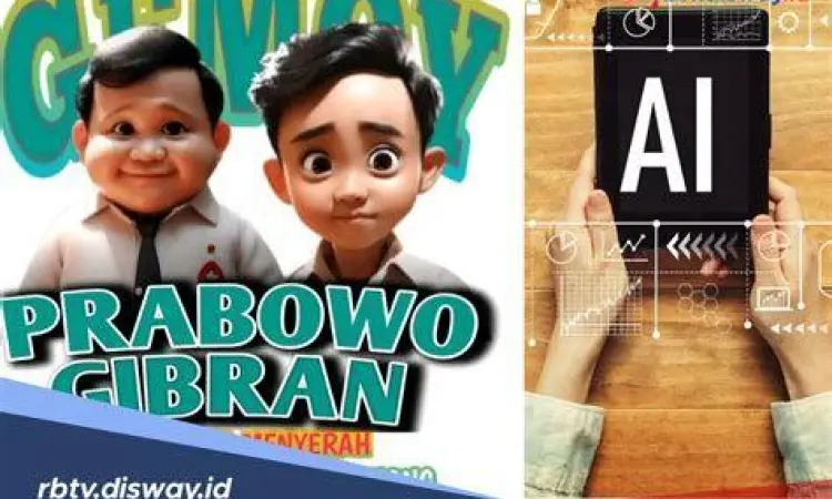 Ilustrasi AI Prabowo Gibran Ilustrasi gaya gemoy Prabowo Gibran dengan warna biru khas