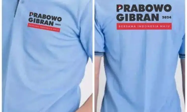 Desain kaos Prabowo Gibran warna biru muda