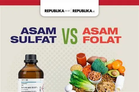 Asam Folat vs Asam Sulfat Tabel perbandingan asam folat dan asam sulfat