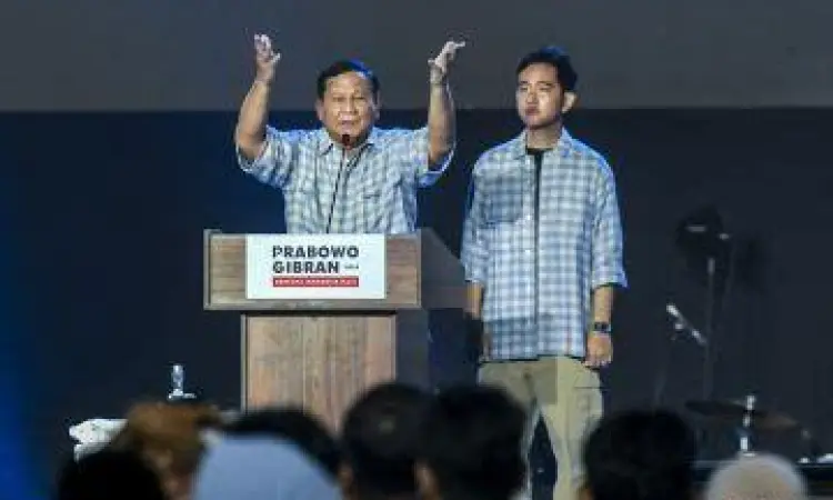 Pidato kemenangan Prabowo Gibran setelah hasil KPU diumumkan