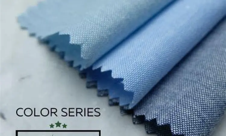 Detail tekstur kain katun oxford warna biru muda