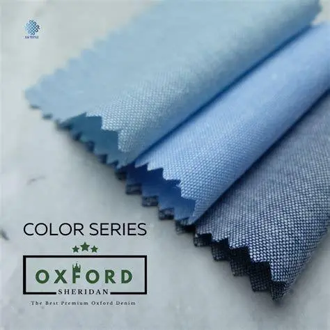 Material Kemeja Prabowo Gibran Detail tekstur kain katun oxford warna biru muda