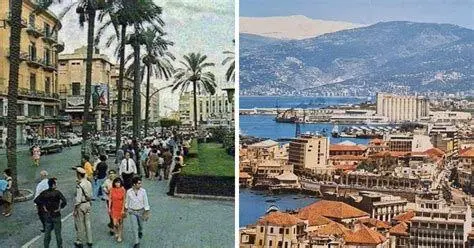 Latar Belakang Beirut Klasik Pemandangan kota Beirut lama di awal abad ke-20
