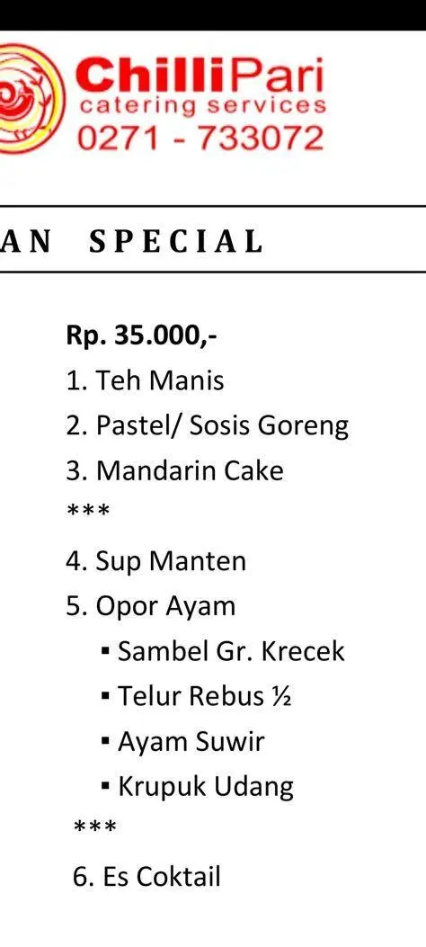 Chilli Pari Catering Kantor Chilli Pari katering milik Gibran Rakabuming