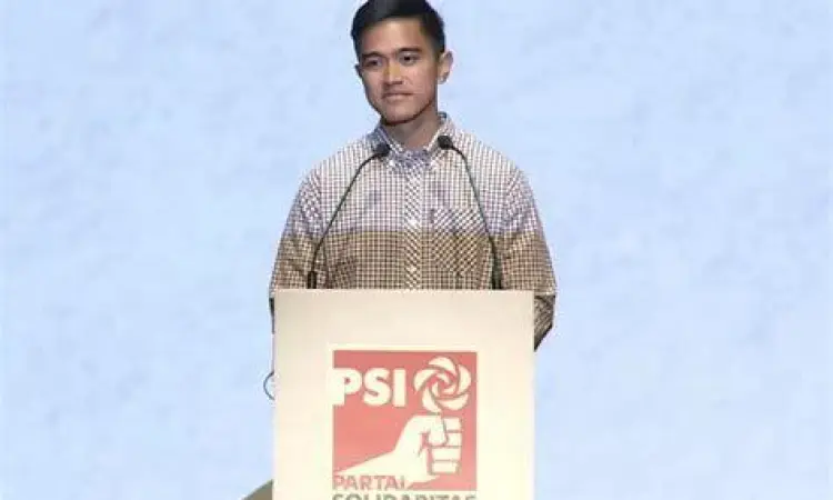 Kaesang Pangarep saat memberikan pidato sebagai Ketua Umum PSI