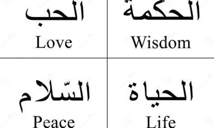 Tipografi Arab yang menggambarkan kekuatan dan persahabatan dalam arti nama Khalil Gibran