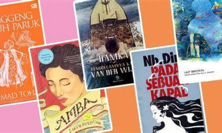 Sastra Indonesia Kontemporer Koleksi buku sastra Indonesia di rak perpustakaan