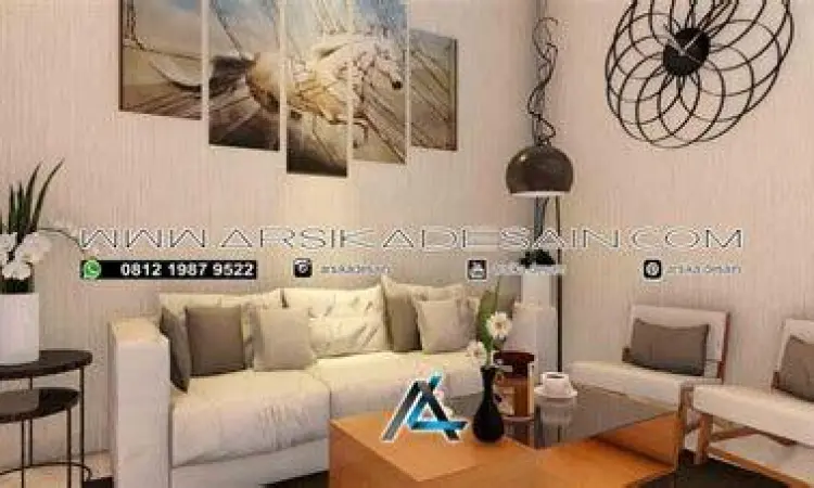 ruang tamu rumah gibran yang simpel dengan kursi kayu