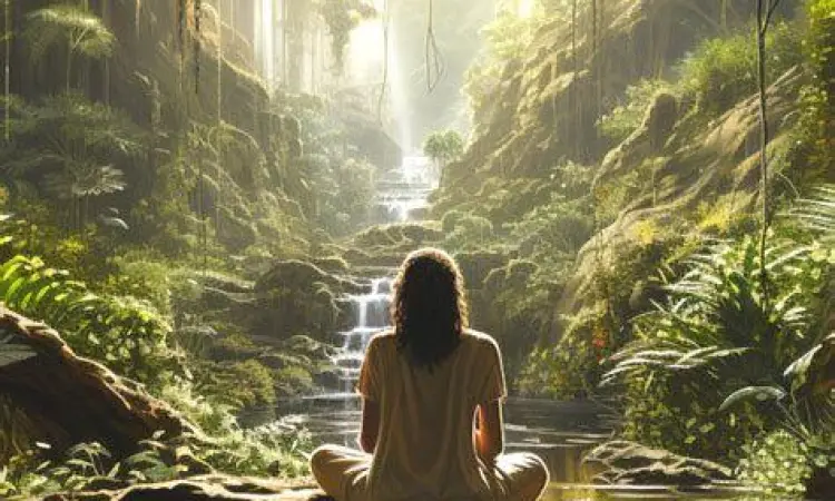 Kedamaian Spiritual Seseorang melakukan meditasi dan merenung tentang kehidupan