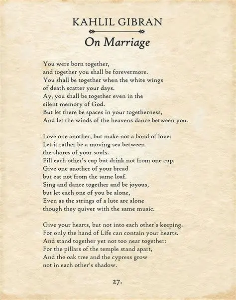 Puisi Pernikahan Gibran Puisi pernikahan Kahlil Gibran untuk janji suci