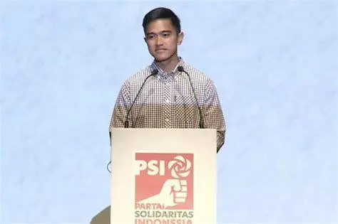 Kaesang Pangarep PSI Kaesang Pangarep saat memberikan pidato sebagai Ketua Umum PSI
