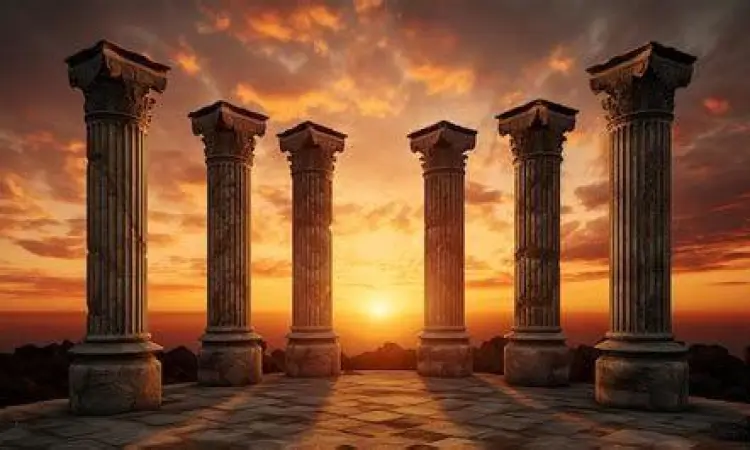 Pilar kuil yang berdiri kokoh dan terpisah