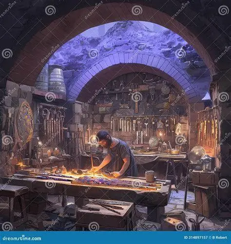 Dedikasi dalam Bekerja Seorang pengrajin yang sedang bekerja dengan penuh konsentrasi