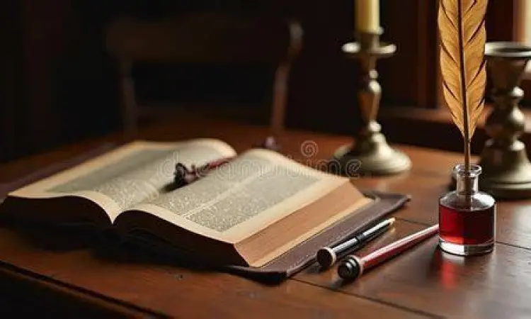 Meja tulis kuno untuk menulis puisi cinta