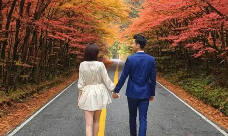 Harmoni dalam Kebebasan Pasangan berjalan berdampingan di jalan yang luas