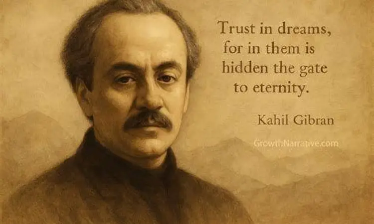 Khalil Gibran dalam pose kontemplatif, mencerminkan kedalaman filsafatnya